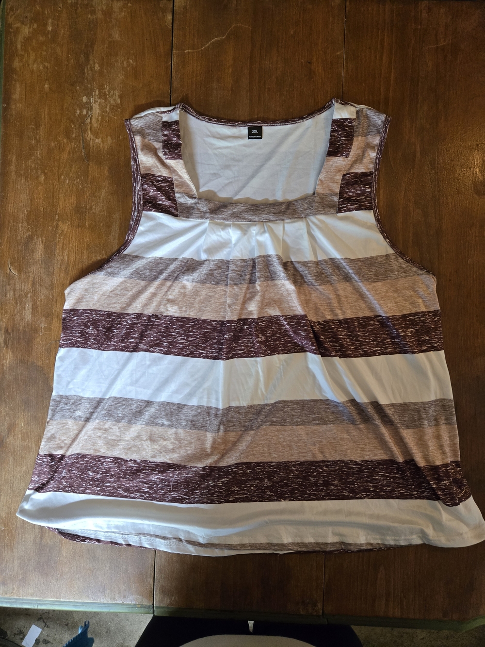 Striped Sleeveless Women’s Top in White and Maroon